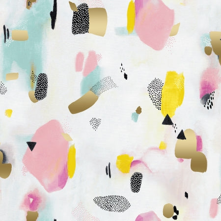 Cotton + Steel Girl's Club Pastel Parade Pink Metallic