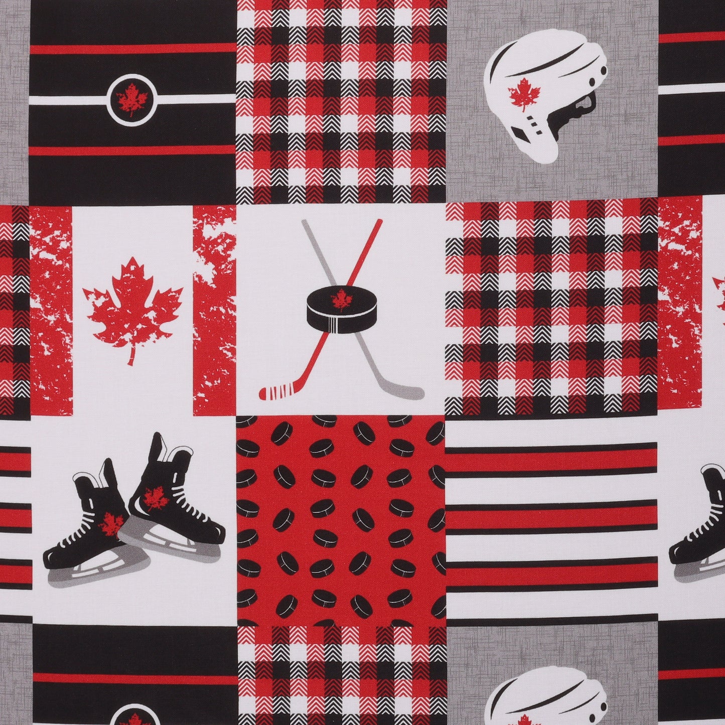 8149 Mook Fabrics Sports Patchwork Hockey Red/Black/White 116239