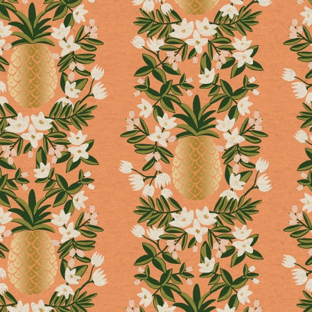 Cotton + Steel CANVAS Primavera Pineapple Stripe Peach METALLIC (Rifle Paper Co)