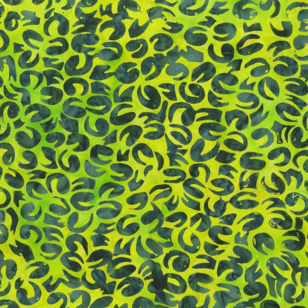 Anthology Batik Firelight Teal Commas on Green and Yellow 2027Q-11