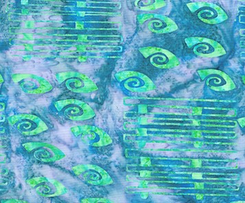 Banyan Batiks Tapa Cloth Ocean Mint Green Lines and Swirled Eyes