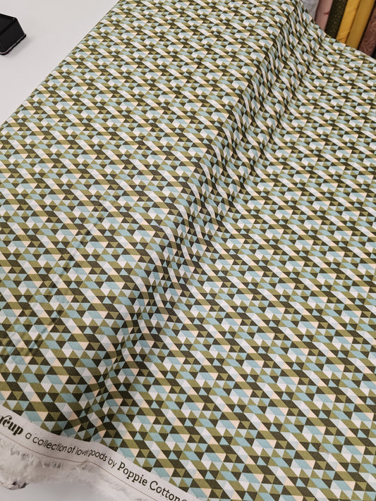 Poppie Cotton Snuggle Up Buttercup Winter Geo Green SB21618