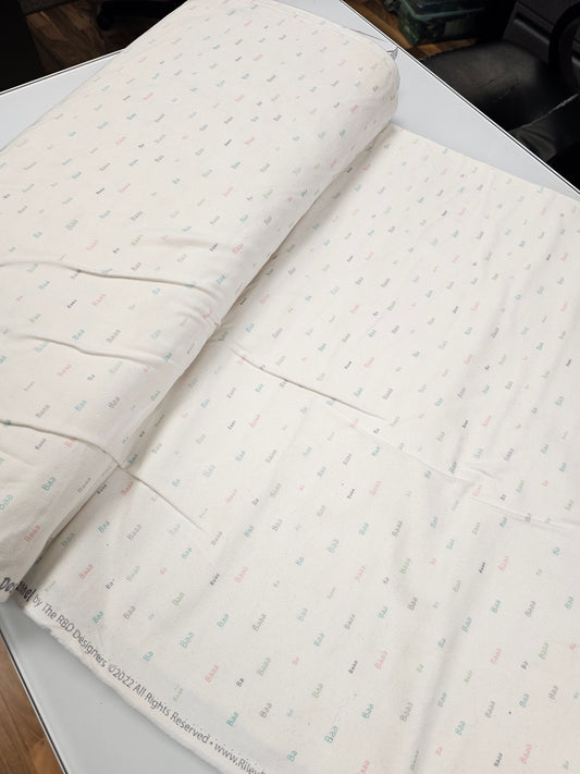 Riley Blake Flannel BAAA Words Soft White F12007