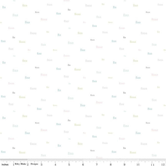 9441 Riley Blake Flannel BAAA Words Soft White F12007