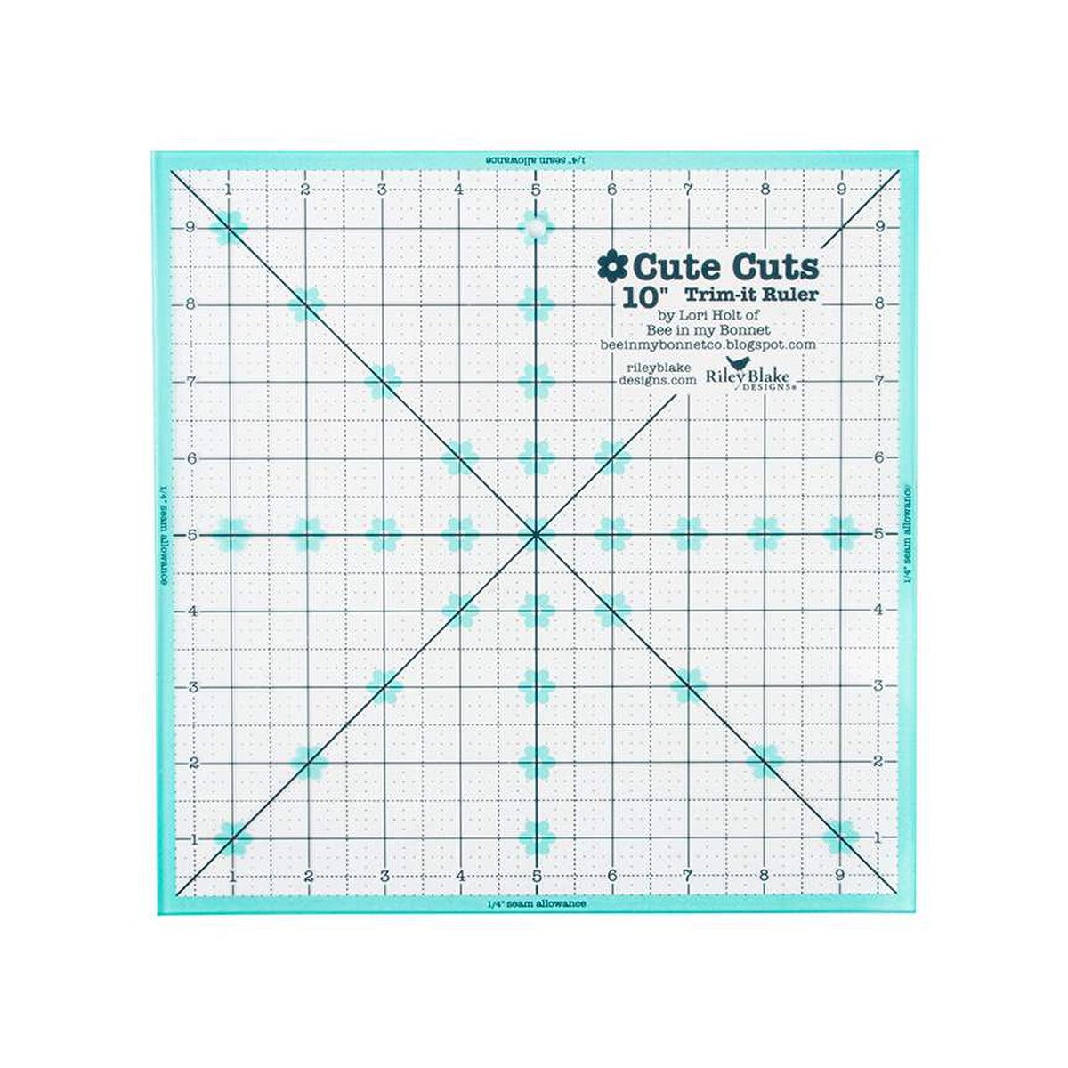 T1021 Lori Holt Cute Cuts Trim It Acrylic 10"x10" Ruler