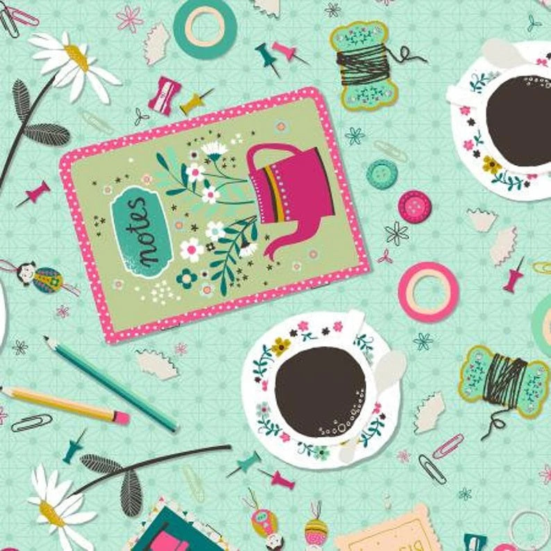 Cotton + Steel Things on my Desk Mint