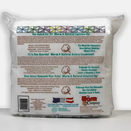 B1005 Batting Warm Company Warm & White Cotton Twin 72"x90"