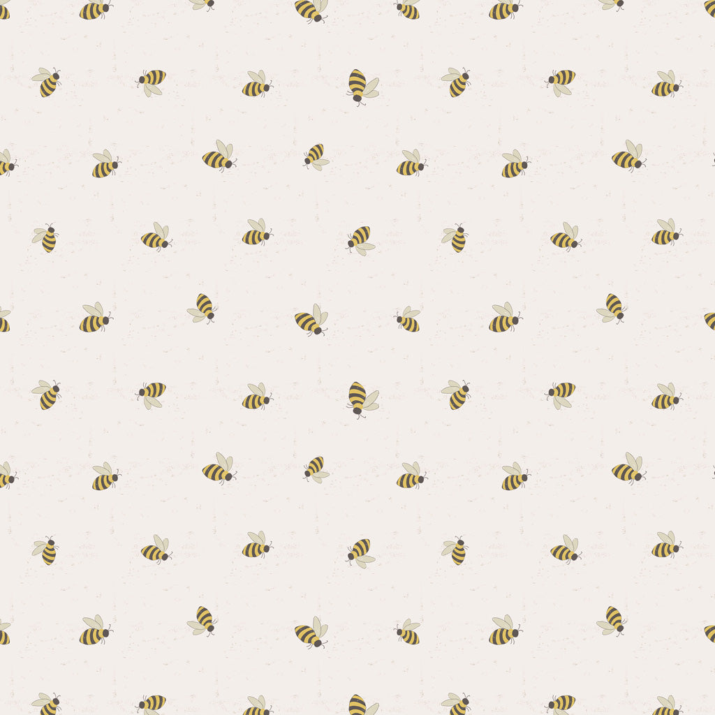 Clothworks Happy Day Farm Bees Light Khaki Y3564-11