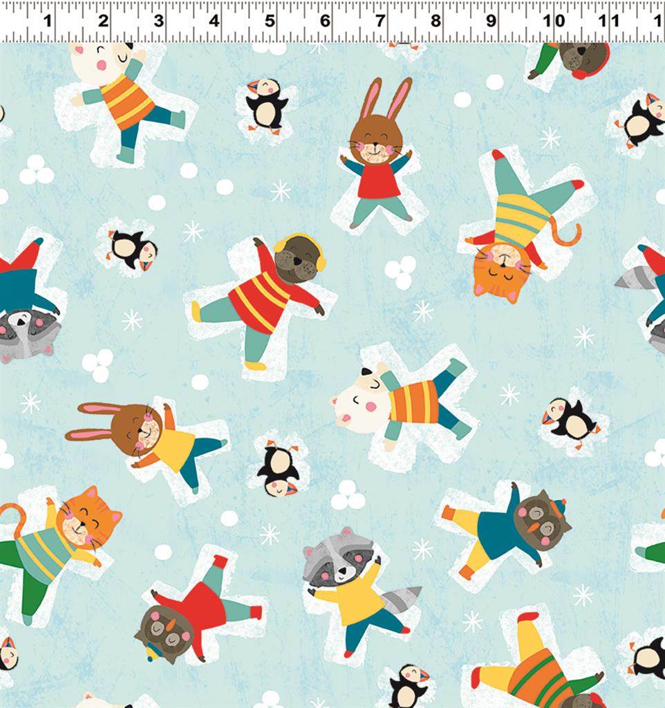 Clothworks Snow Fun Snow Angels Light Turquoise Y3593-100