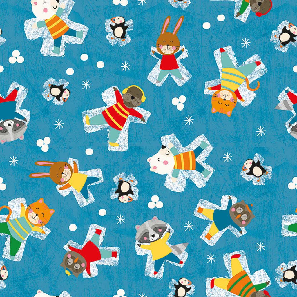 Clothworks Snow Fun Snow Angels Dark Sky Y3593-99