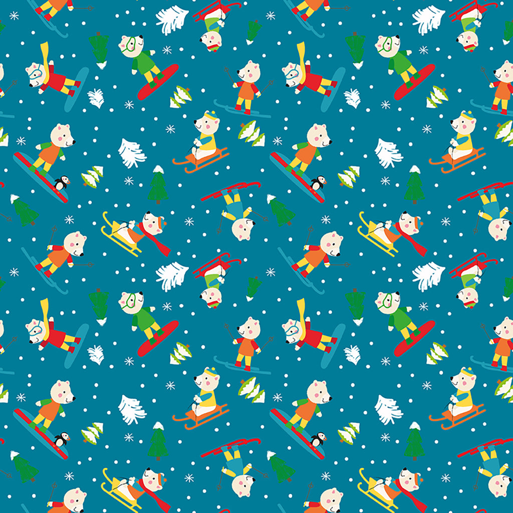 Clothworks Snow Fun Polar Bears Dark Sky Y3594-99
