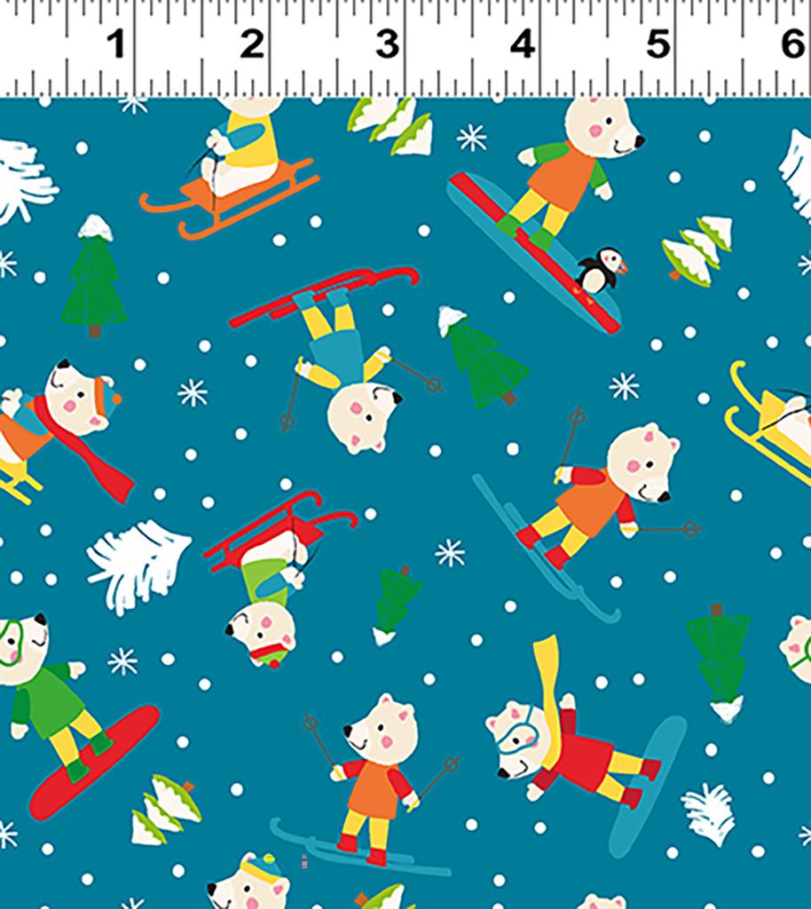 Clothworks Snow Fun Polar Bears Dark Sky Y3594-99