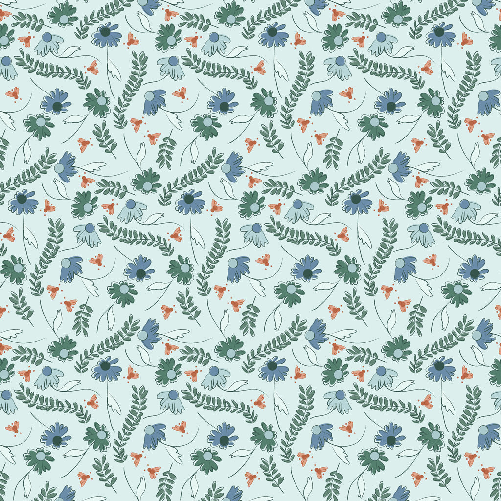 Clothworks Firefly Daisies Light Turquoise Y3606-100