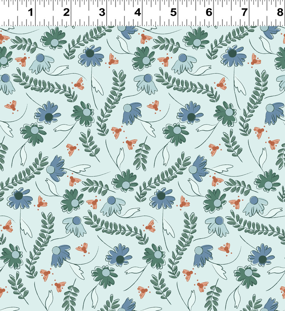 Clothworks Firefly Daisies Light Turquoise Y3606-100