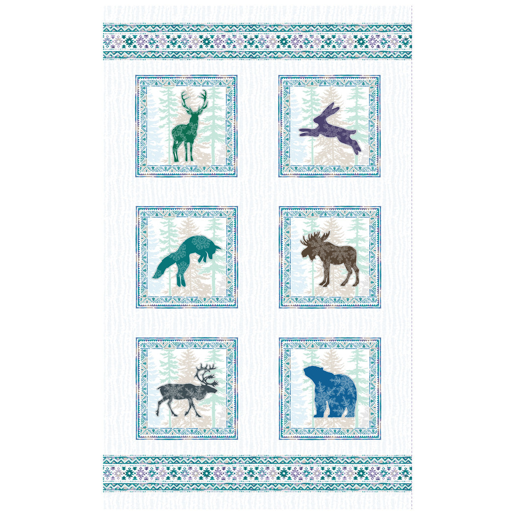 Clothworks Scandinavian Winter Dig 27" Nordic Animals Panel Multi Color Y3612-55