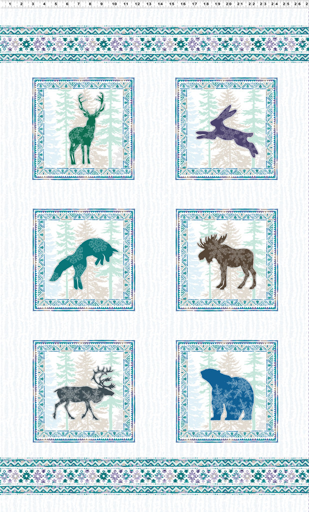 Clothworks Scandinavian Winter Dig 27" Nordic Animals Panel Multi Color Y3612-55
