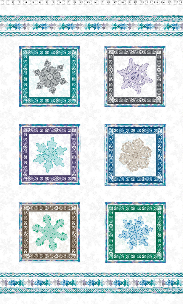 Clothworks Scandinavian Winter Dig 27" Ice Crystals Panel Multi Color Y3613-55