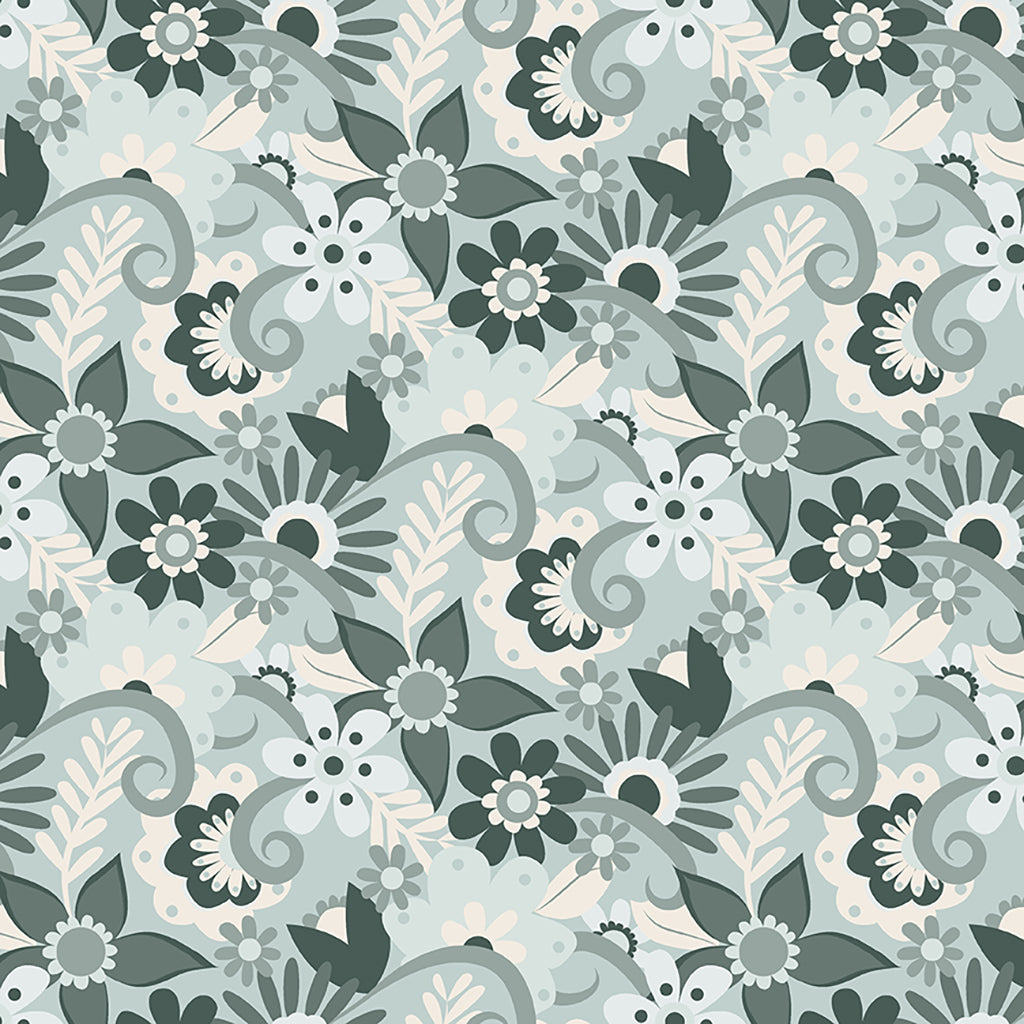 Clothworks Little Goldi Floral Light Teal Y3669-103