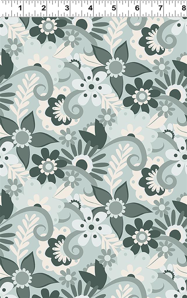 Clothworks Little Goldi Floral Light Teal Y3669-103
