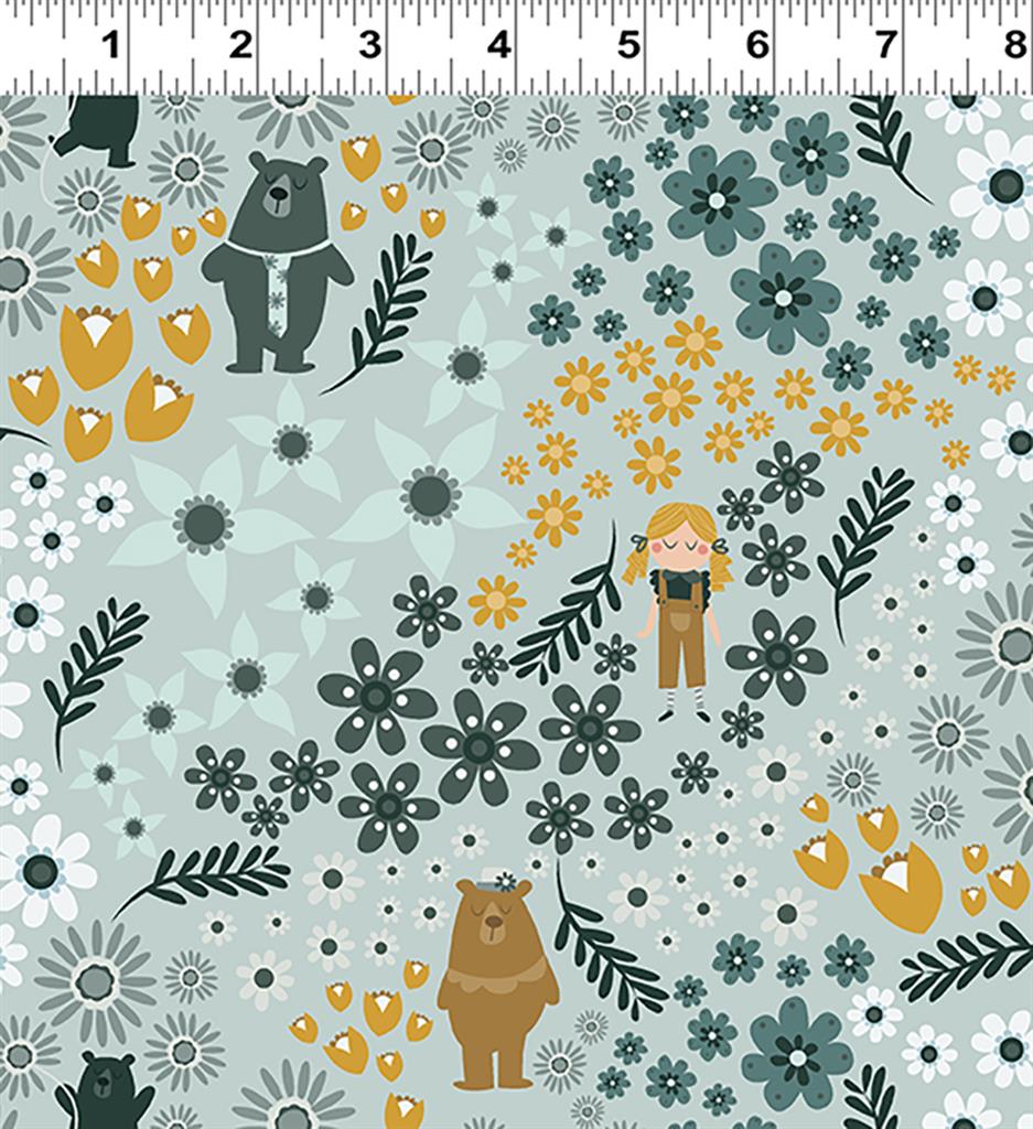Clothworks Little Goldi Meadow Light Teal Y3670-103