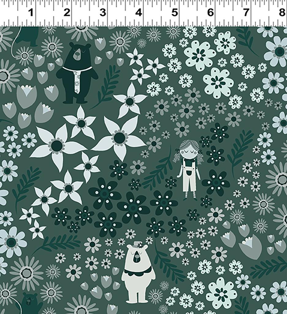 Clothworks Little Goldi Meadow Dark Teal Y3670-105