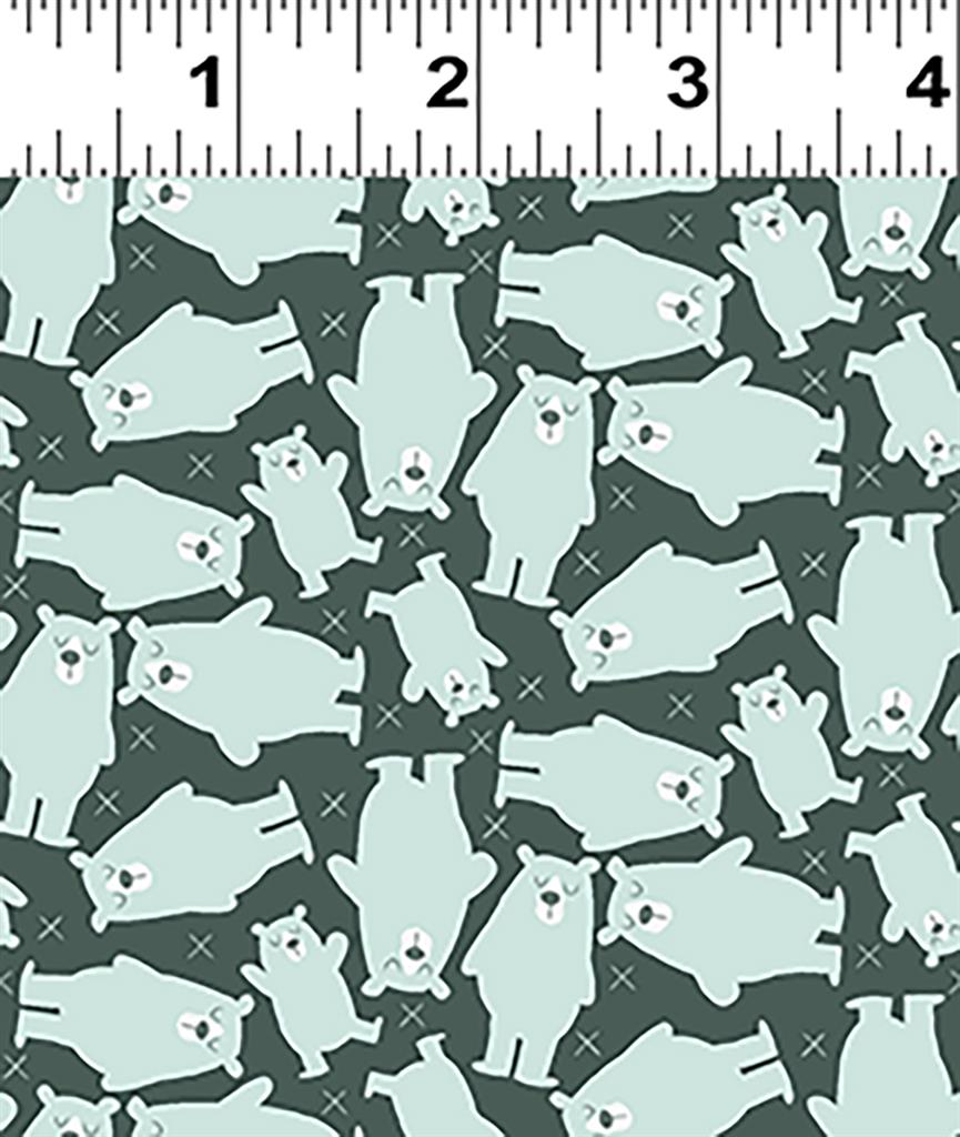 Clothworks Little Goldi Bears Dark Teal Y3672-105