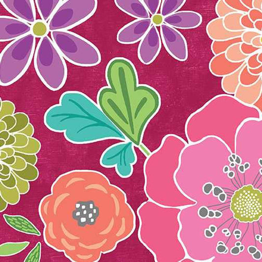 Benartex Sew Bloom Large Floral Fuchsia 13082