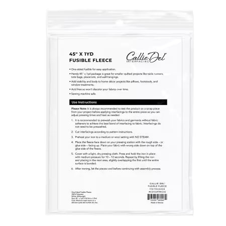 B1001 Callie Del Fusible Fleece Interfacing 1 yd x 45 inch