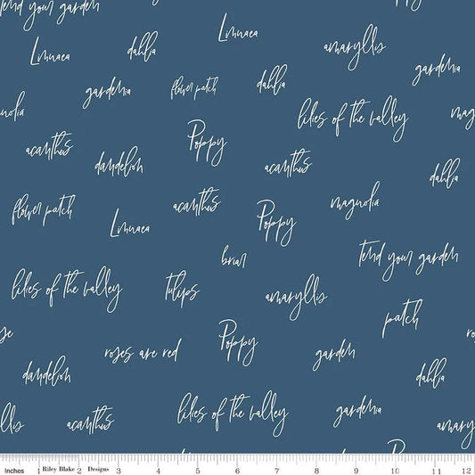 Riley Blake Bloom and Grow Words Navy C10111 (1005)