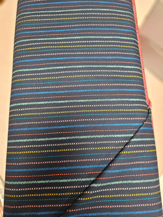 P&B Textiles Stitched with Love Striped Dark Blue 04658-DB (1007)