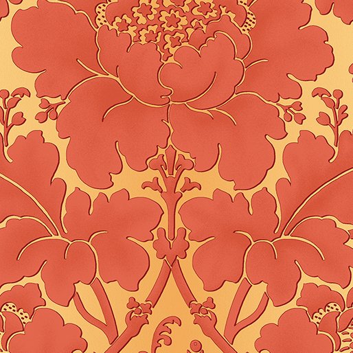 Benartex Flower Festival Garden Damask Flame Gold 3021-73 (1011)