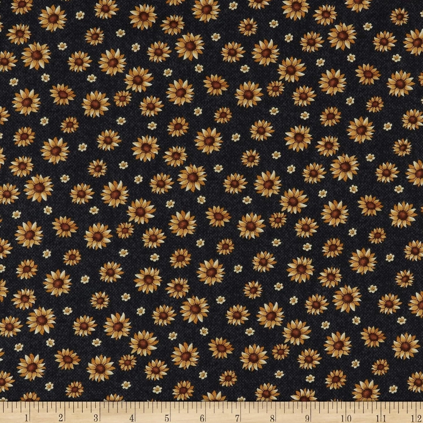 Benartex A Wooly Autumn Autumn Flowers Black 13057-12 (1015)