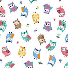 1022 Benartex Happy Camper Woodland Owls White 12845-09