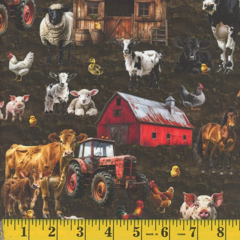 1030 Mook Fabrics Farm Animals Friends on the Farm Multi 144927