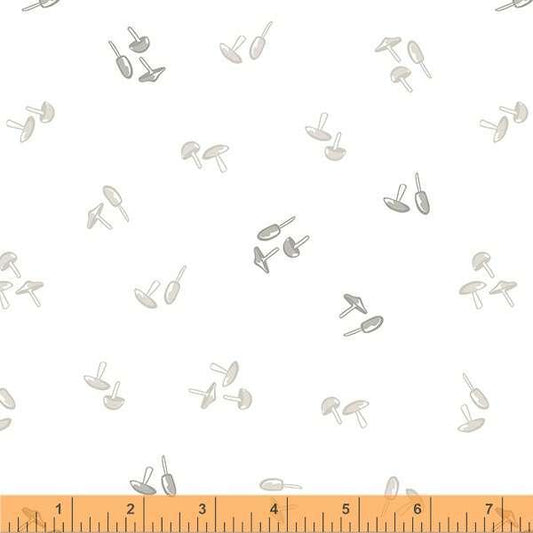 1035 Windham Fabrics Little Whispers Mushrooms White 53172-1