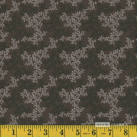 8084 Mook Fabrics Narrow Leaves Chocolate 103600