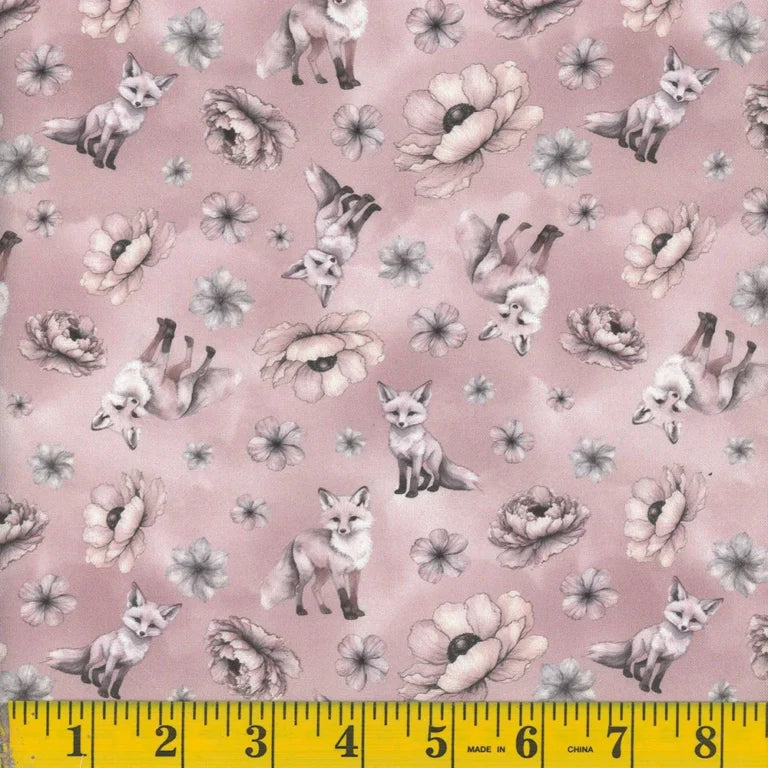 1048 Mook Fabrics Ash & Rose Petals and Paws Rose 143435