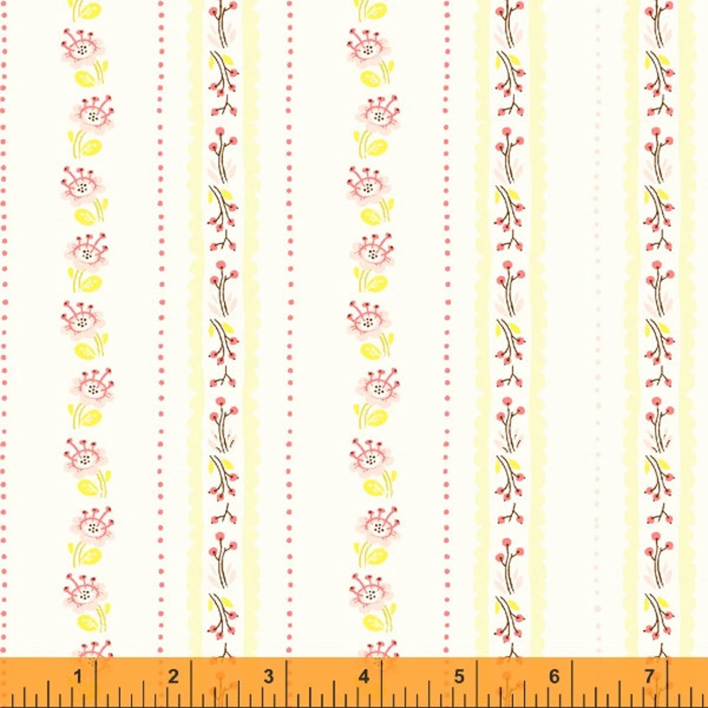 1051 Windham Fabrics West Hill Floral Stripe Ivory 52880-17