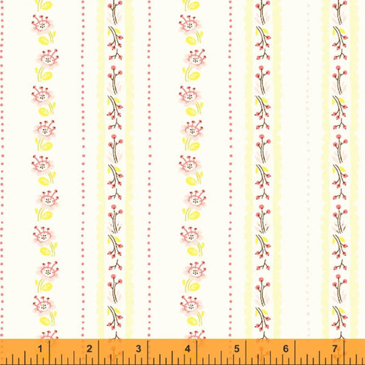 1051 Windham Fabrics West Hill Floral Stripe Ivory 52880-17