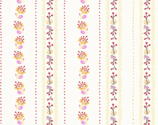 1052 Windham Fabrics West Hill Floral Stripe Lilac 52880-8