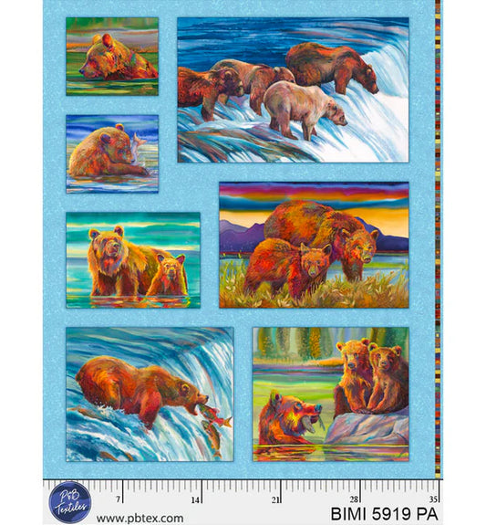 P-413 P&B Textiles Panel Bear in Mind Bear Blocks BIMI-05919-PA