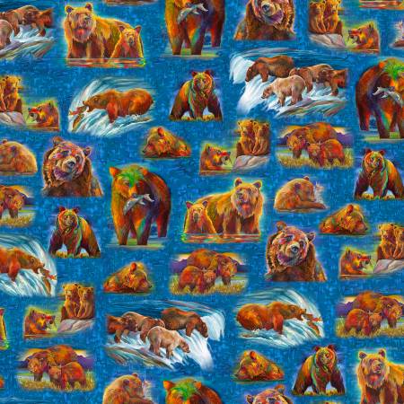 1092 P&B Textiles Bear in Mind Bright Bear Vignette BIMI 05920-BMU