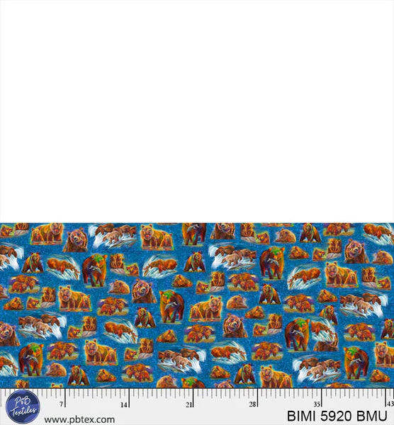 1092 P&B Textiles Bear in Mind Bright Bear Vignette BIMI 05920-BMU