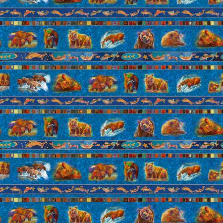 1093 P&B Textiles Bear in Mind Decorative Bear Stripe BIMI-09521-BMU