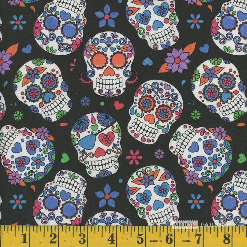8096 Mook Fabrics Sugar Skull Orange 109820