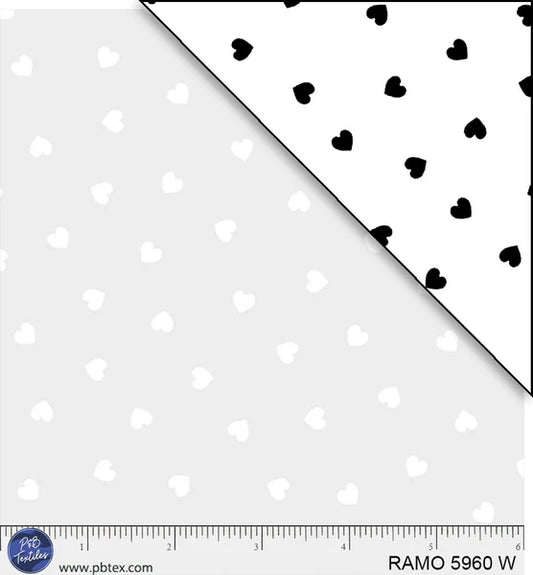 1101 P&B Textiles Ramblings for Every Occasion Solid Hearts White on White RAMO-05960-W