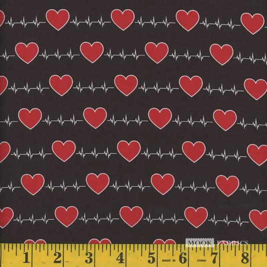 8069 Mook Fabrics Cardio Heart Black 110836