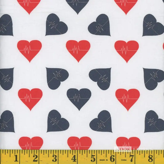 8140 Mook Fabrics Tossed Heartbeat Red 110838