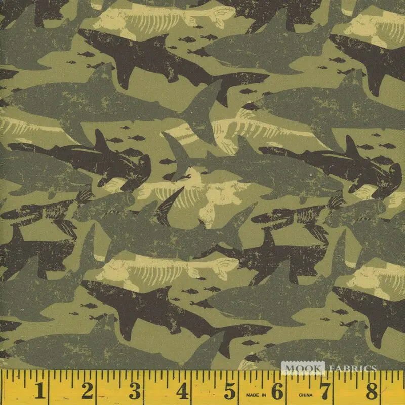 8145 Mook Fabrics Camo Shark 1 Green 110868