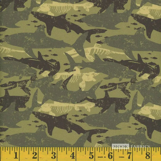 8145 Mook Fabrics Camo Shark 1 Green 110868